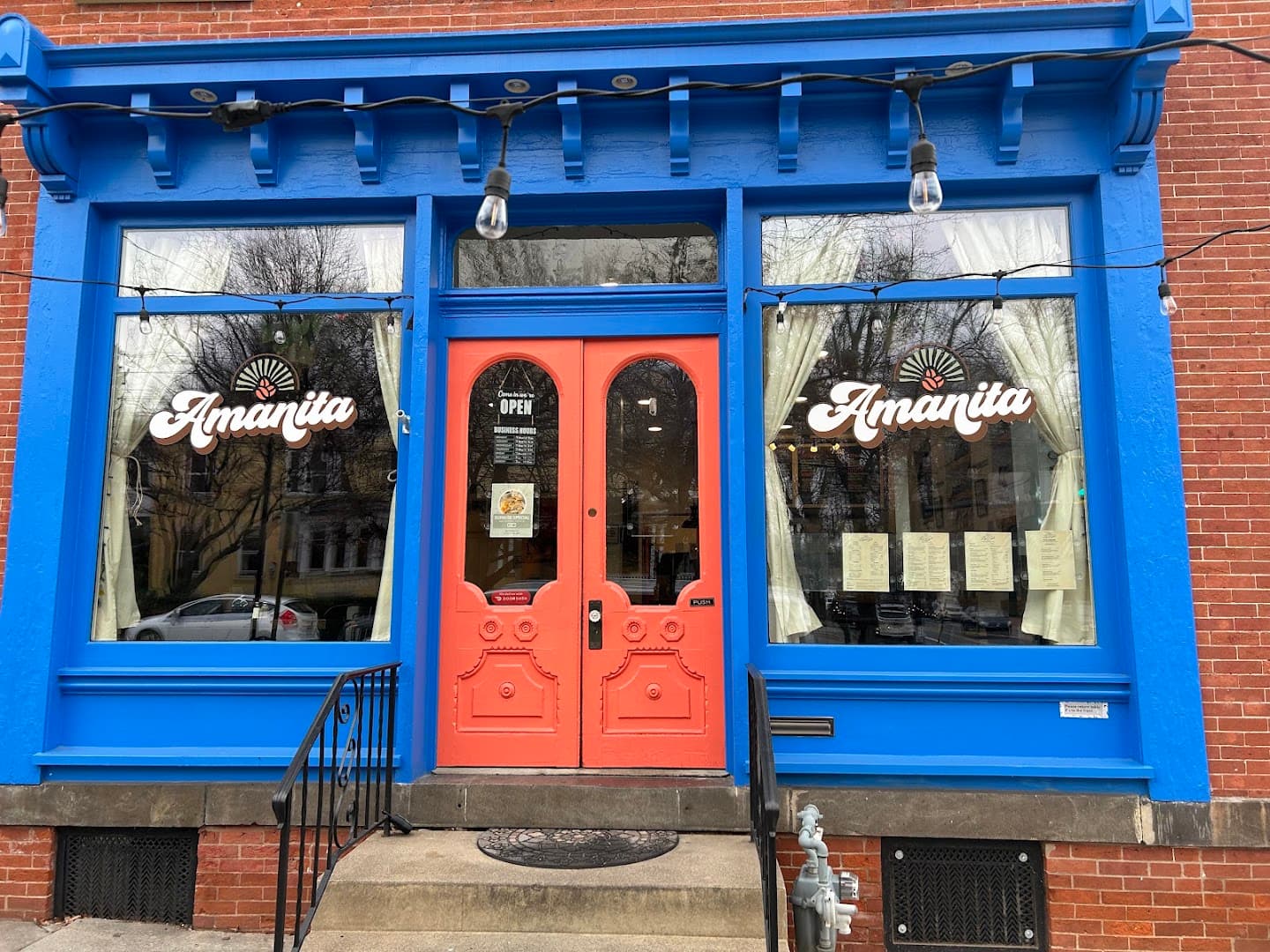Storefront of Amanita Cafe, specialty coffee shop in Lancaster