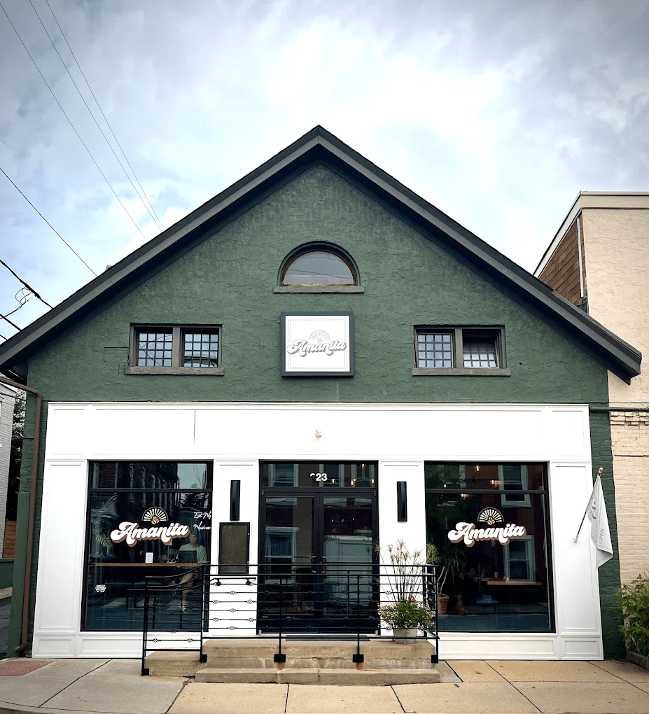 Storefront of Amanita Cafe, specialty coffee shop in Lancaster