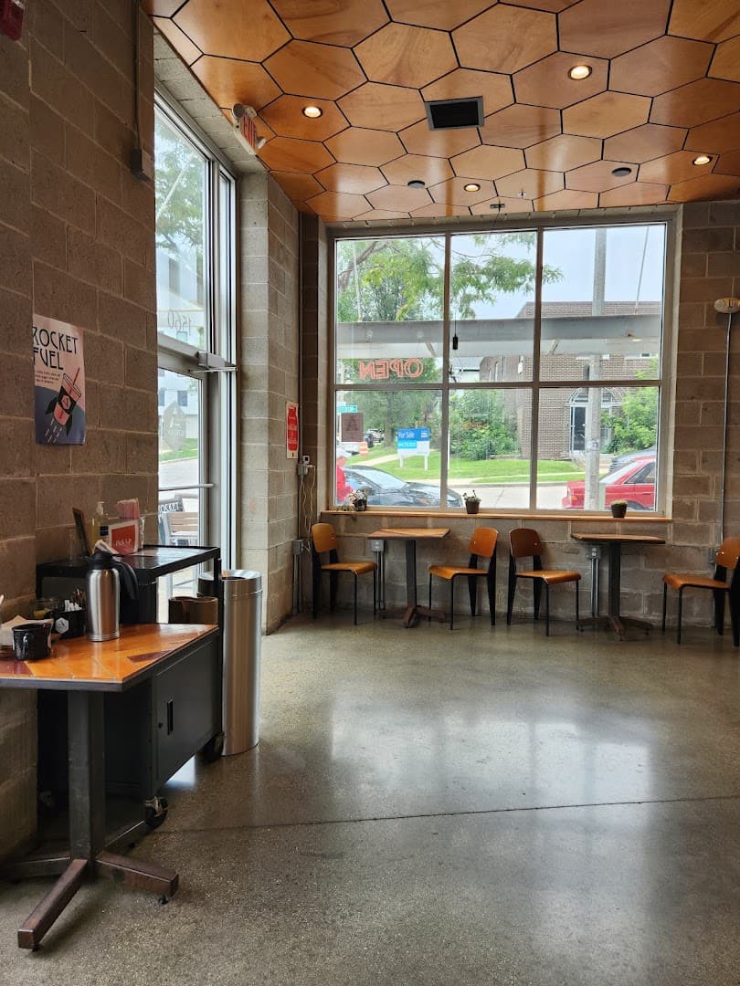 Interior of Alderaan Coffee, specialty coffee shop in Milwaukee