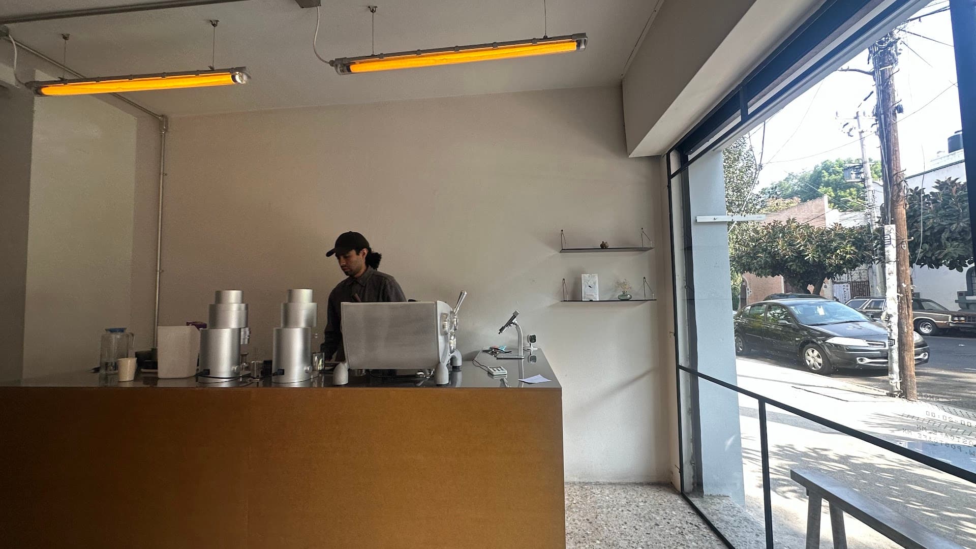 Interior of post, specialty coffee shop in Mexico City