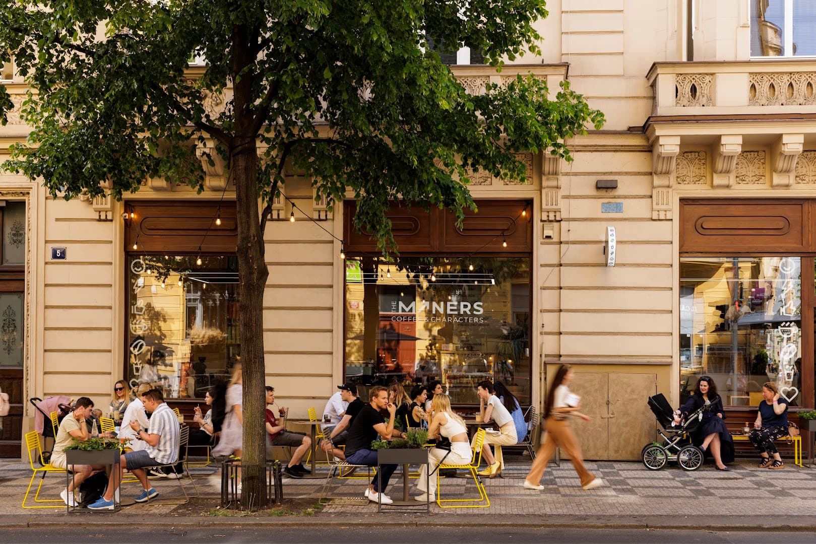 Storefront of The Miners Coffee JZP, specialty coffee shop in Prague