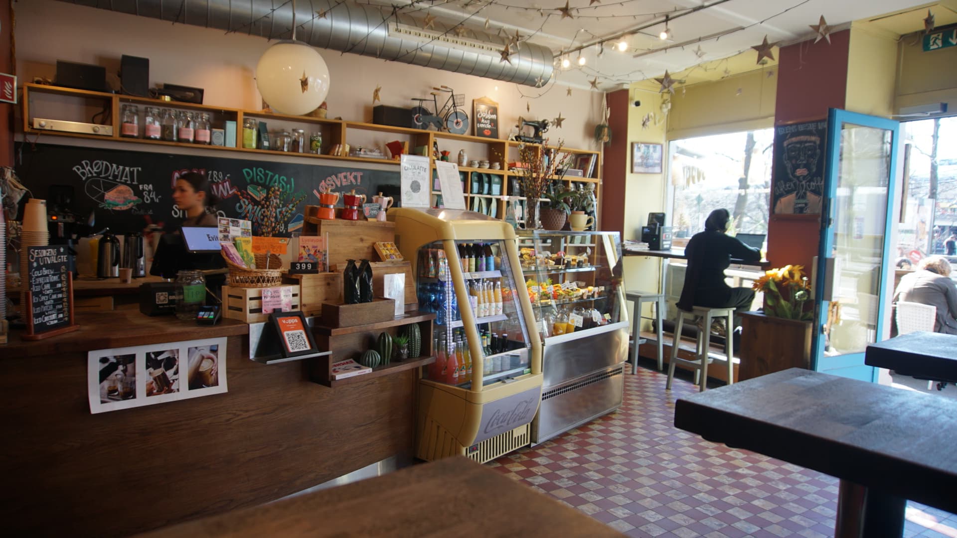 Interior of Evita Espressobar, specialty coffee shop in Oslo