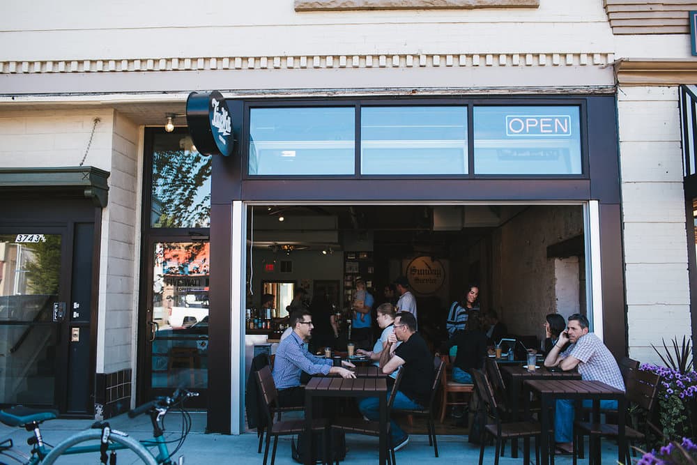 Storefront of Five Watt Coffee, Kingfield, specialty coffee shop in Minneapolis