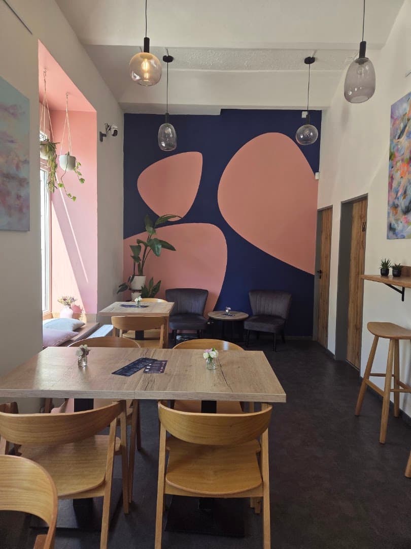Interior of Objekt kafe, specialty coffee shop in Prague