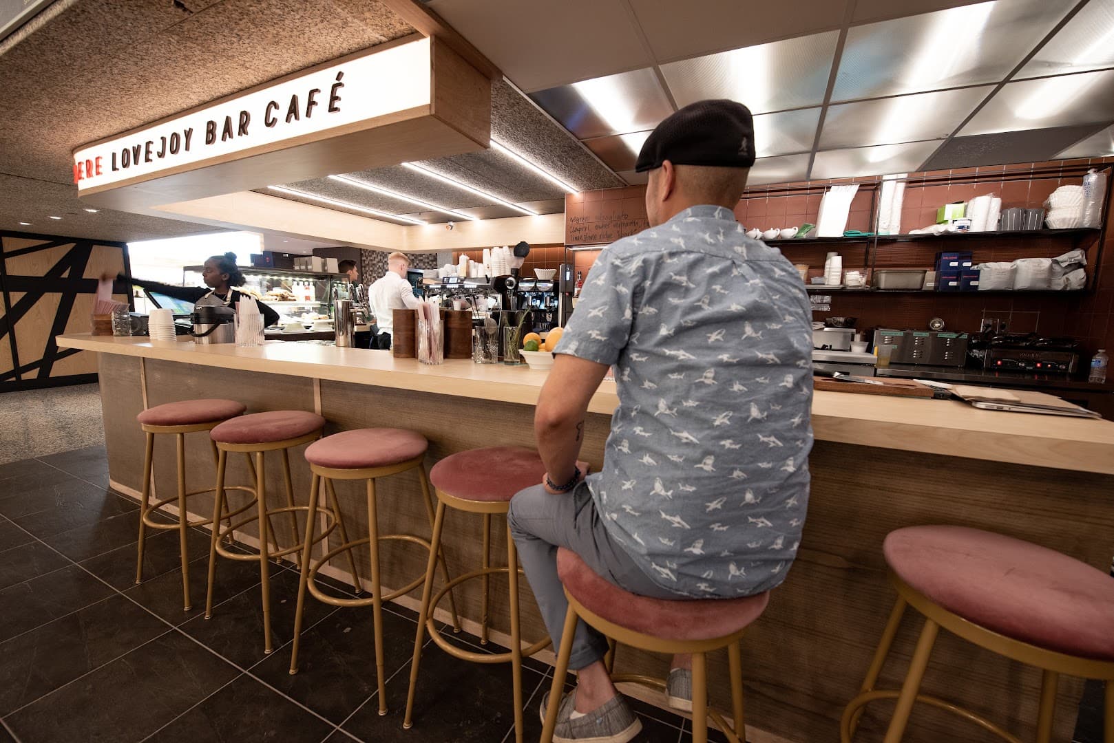 Interior of Lovejoy Bar Café, specialty coffee shop in Toronto
