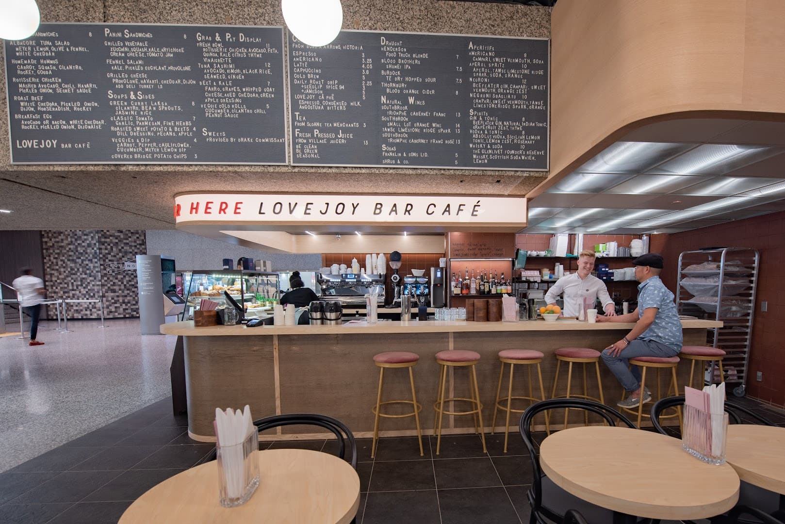 Interior of Lovejoy Bar Café, specialty coffee shop in Toronto