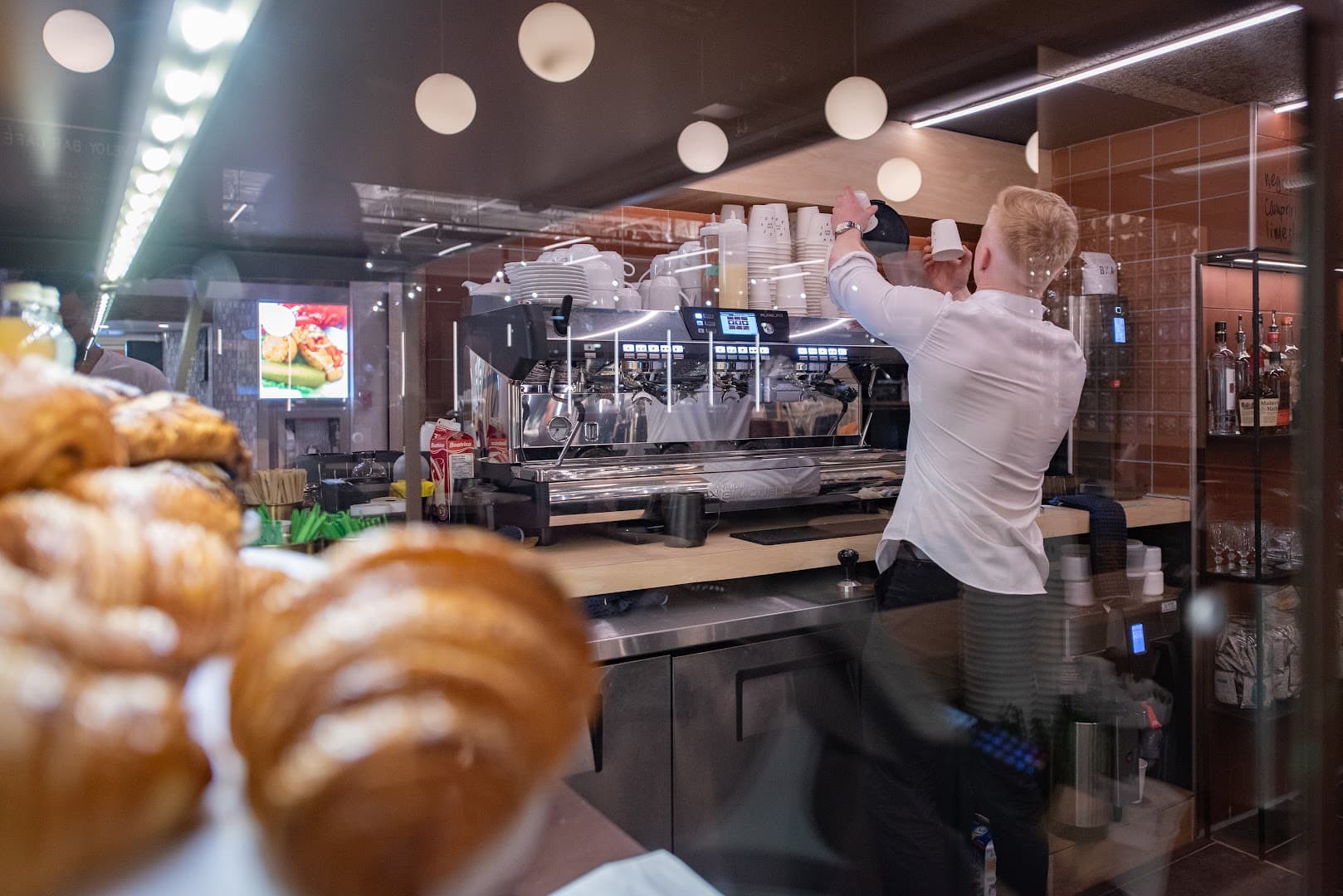Interior of Lovejoy Bar Café, specialty coffee shop in Toronto