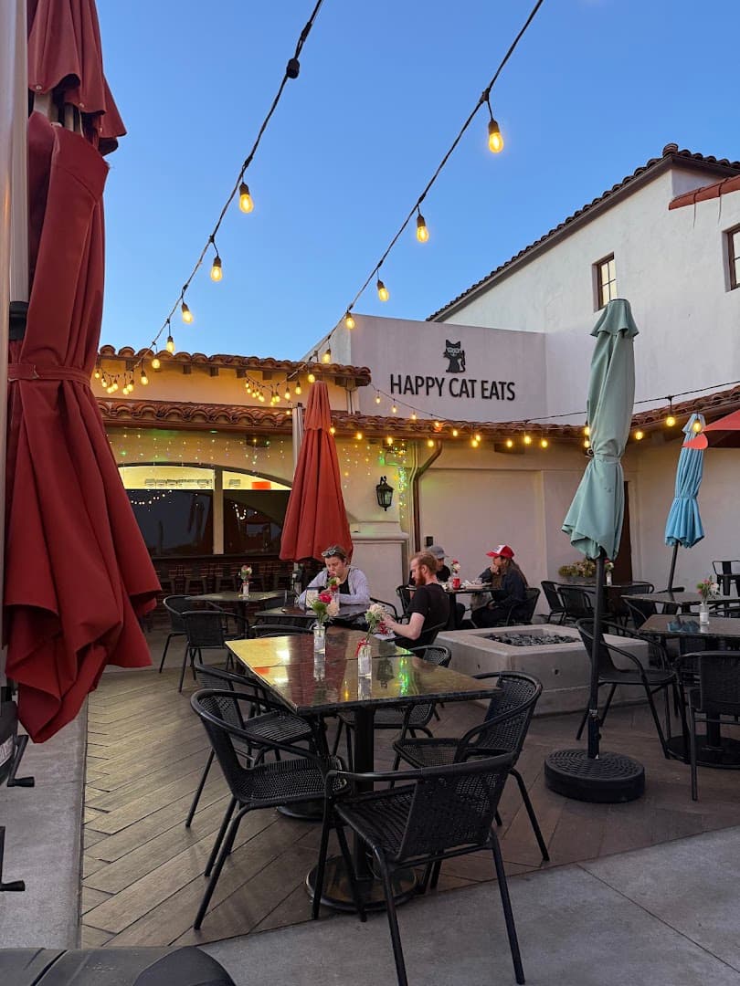 Storefront of Happy Cat Eats, specialty coffee shop in Santa Barbara