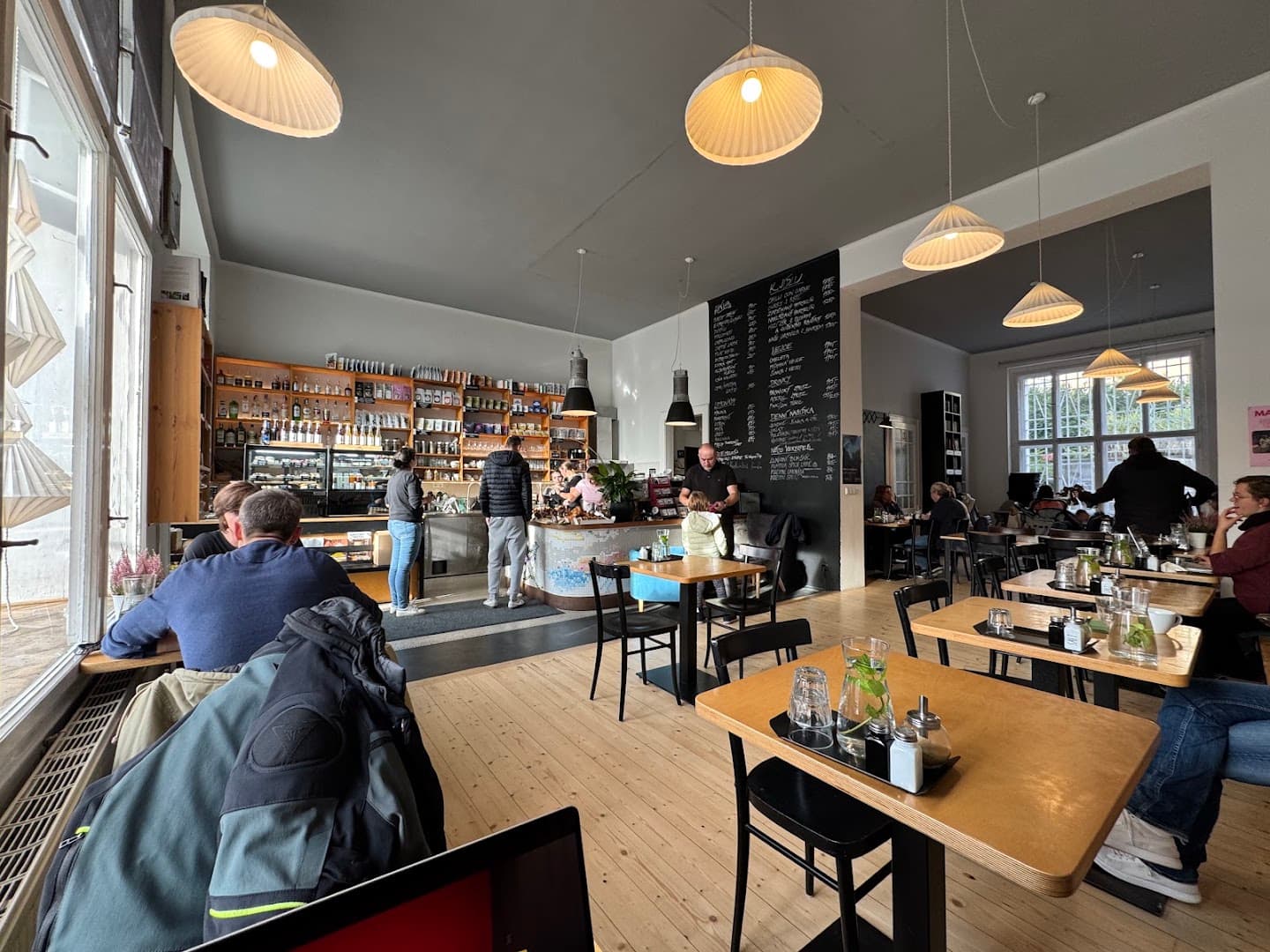 Interior of Periferie Cafe, specialty coffee shop in Prague