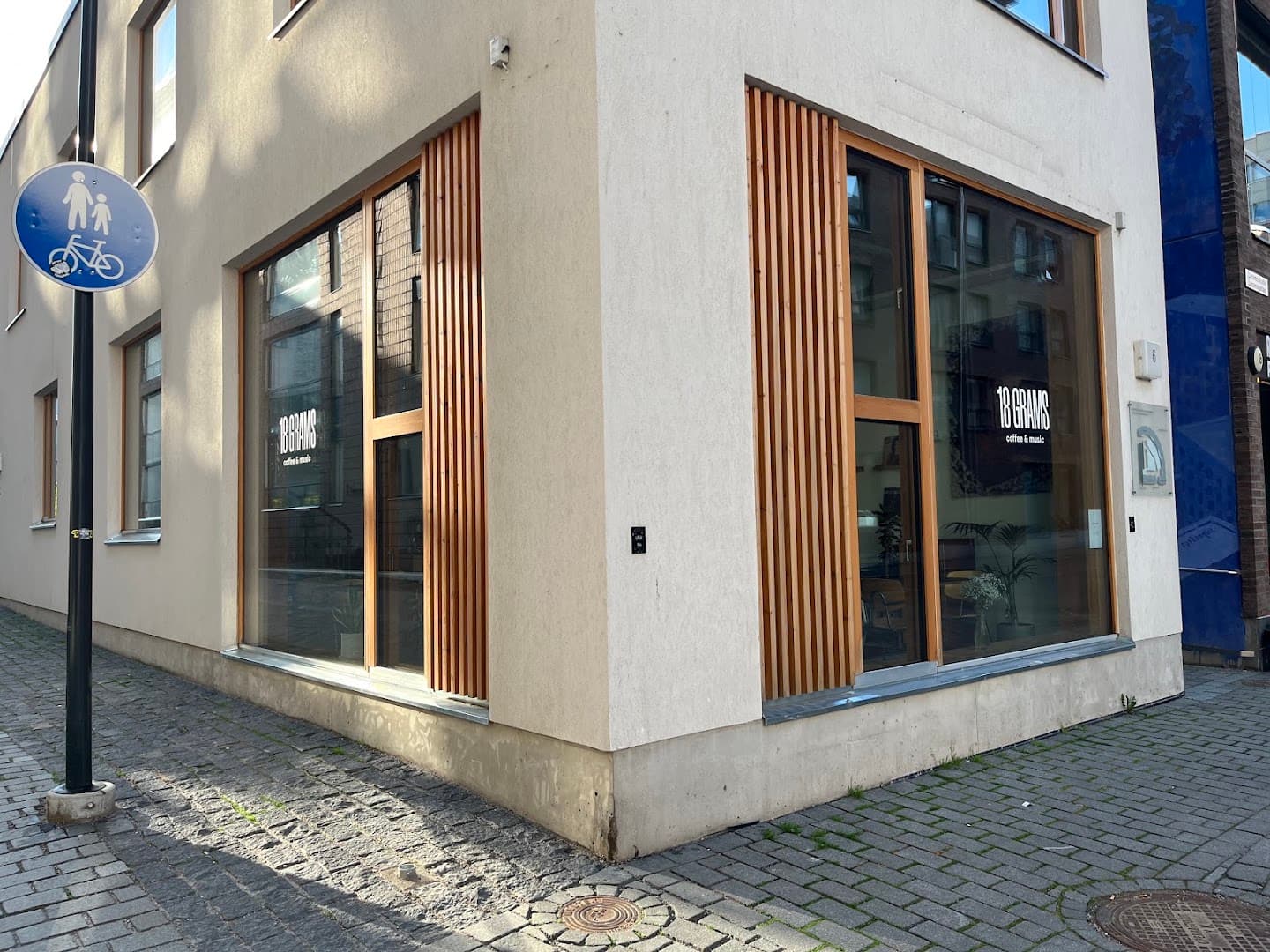 Storefront of 18grams, specialty coffee shop in Helsinki