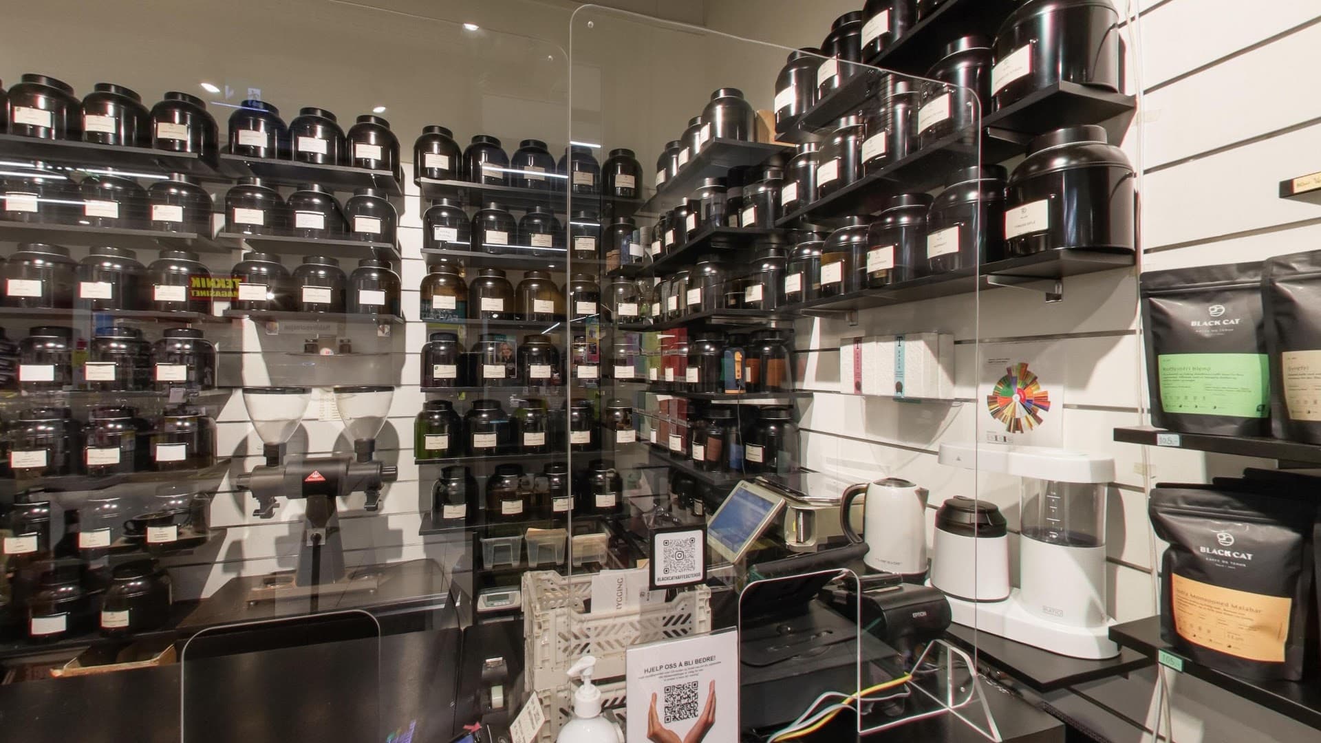 Interior of Black Cat Kaffe og Tehus - Byporten, specialty coffee shop in Oslo