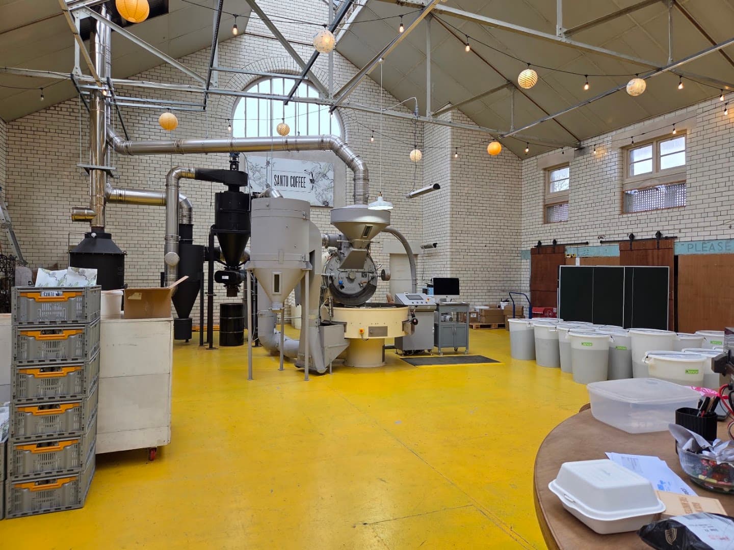 Interior of Santu Coffee Roastery, specialty coffee shop in Edinburgh