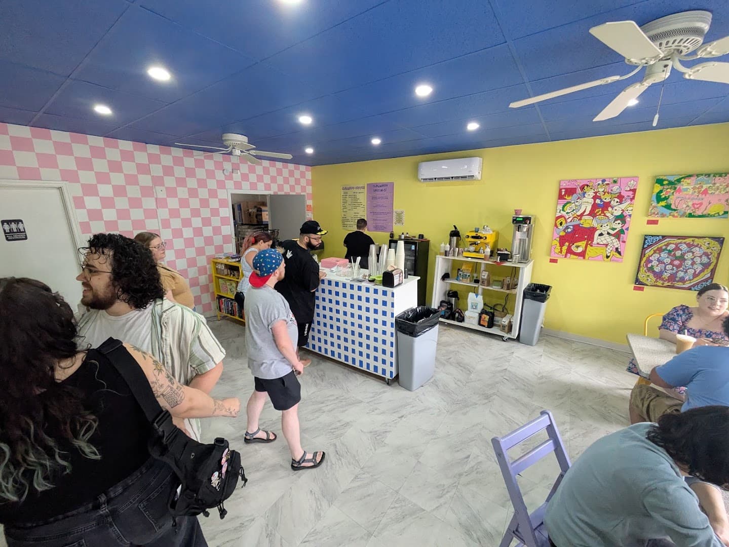 Interior of Clownboy Coffee, specialty coffee shop in Rochester