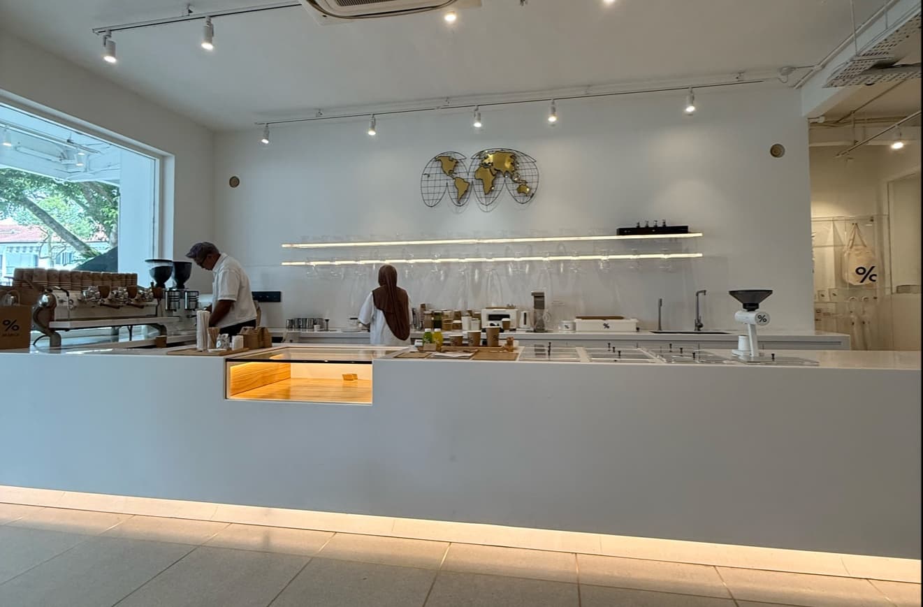 Interior of % Arabica Singapore Chip Bee Gardens, specialty coffee shop in Singapore