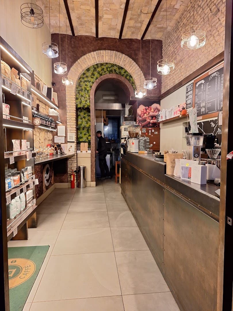 Interior of Pergamino Caffè, specialty coffee shop in Rome