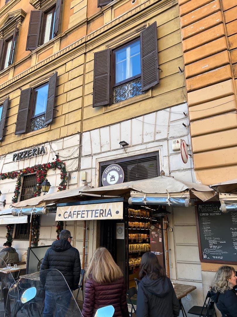 Storefront of Pergamino Caffè, specialty coffee shop in Rome