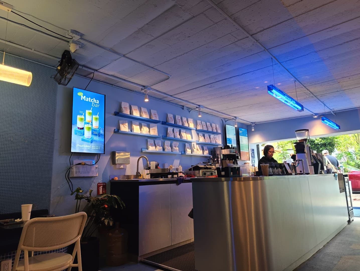 Interior of MOMO Coffee - Jardín de Arte, specialty coffee shop in Mexico City