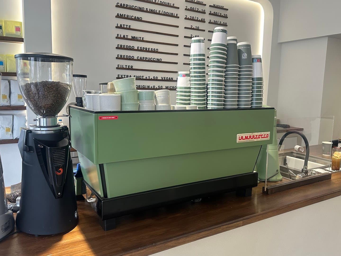Interior of No Cap coffee & eatery, specialty coffee shop in Athens