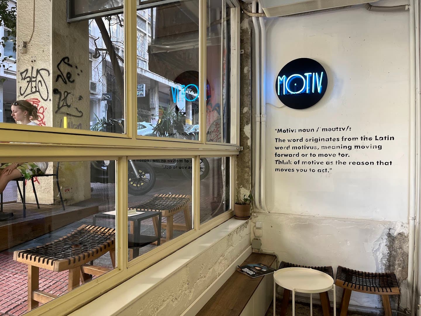 Interior of MOTIV, specialty coffee shop in Athens