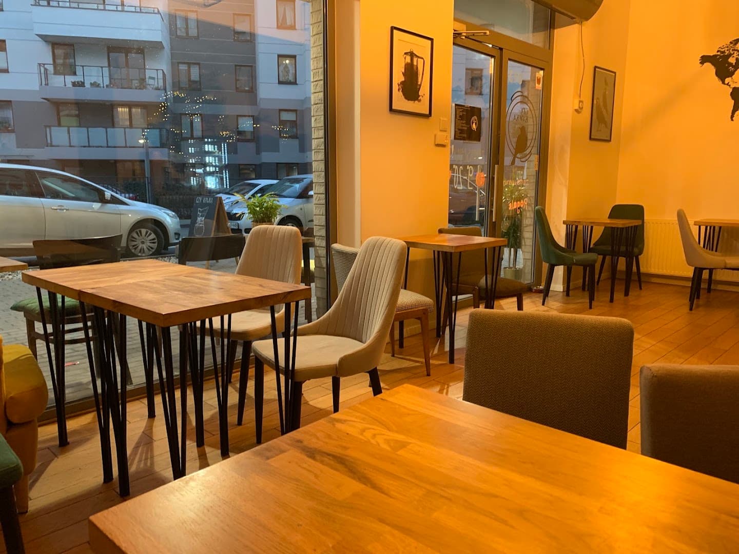 Interior of CzyKawka Kawiarnia, specialty coffee shop in Warsaw