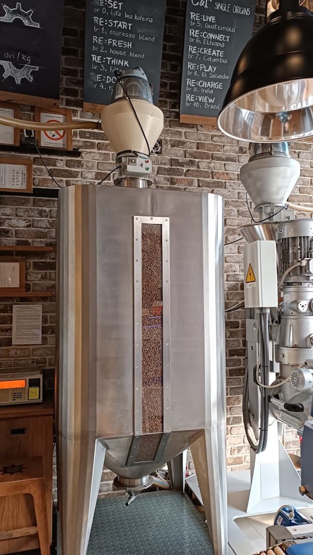 Interior of Cafe&Factory 9, specialty coffee shop in Belgrade
