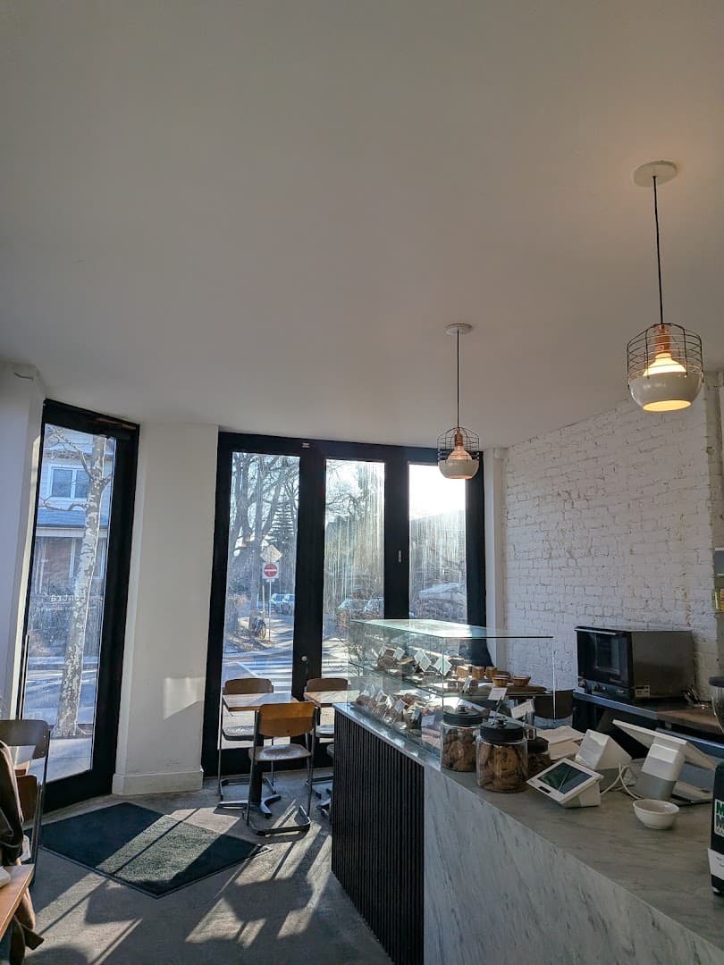 Interior of Contra Café, specialty coffee shop in Toronto