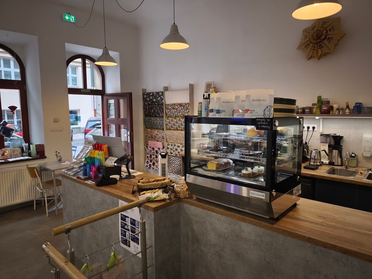 Interior of kaš-mi-daš - papírnictví a kavárna, specialty coffee shop in Prague
