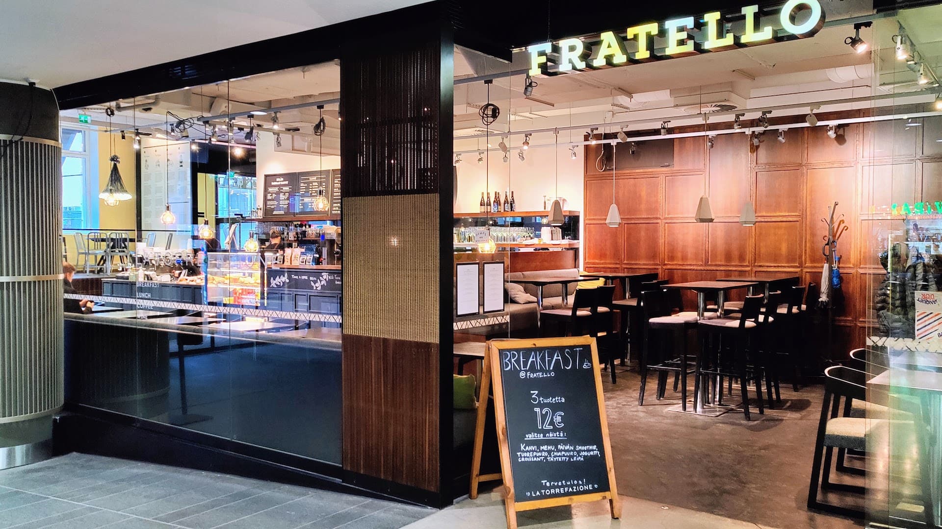 Interior of Fratello Torrefazione, specialty coffee shop in Helsinki