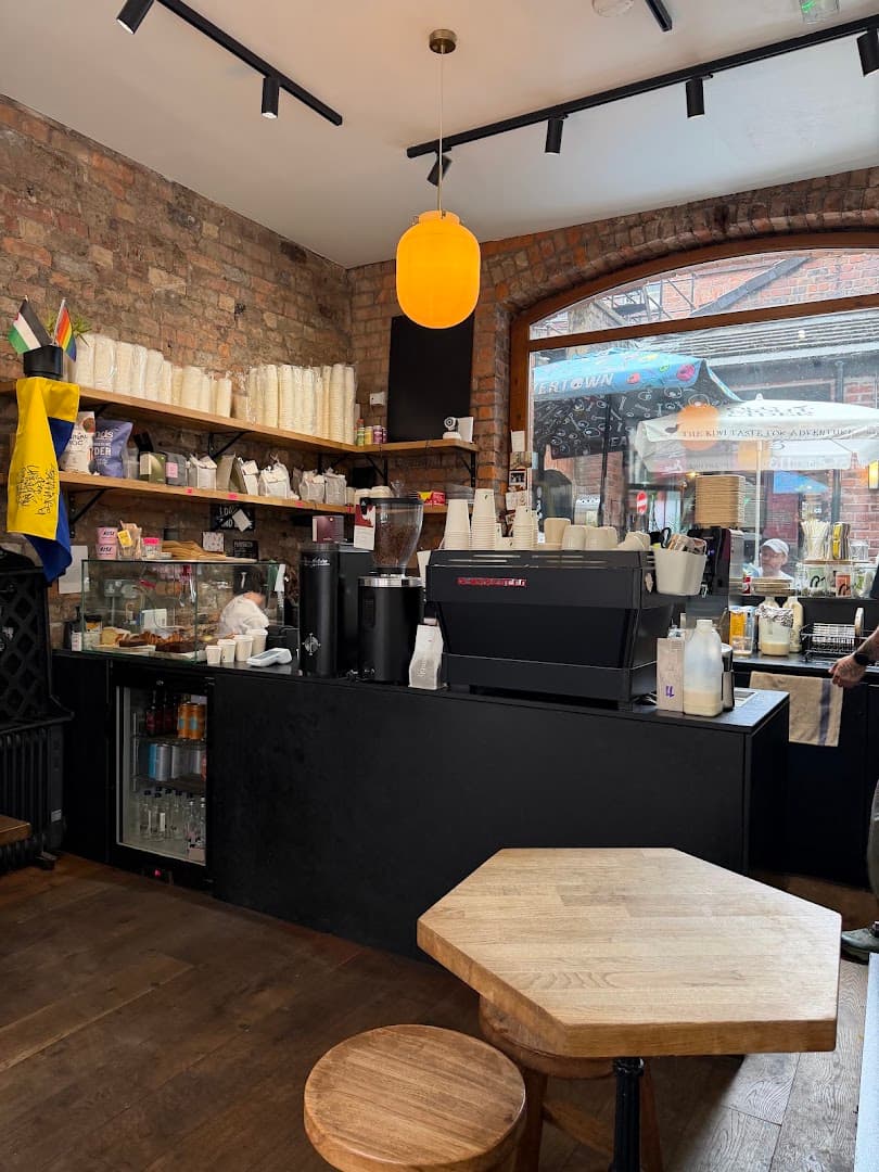 Interior of Just Between Friends Coffee, specialty coffee shop in Manchester