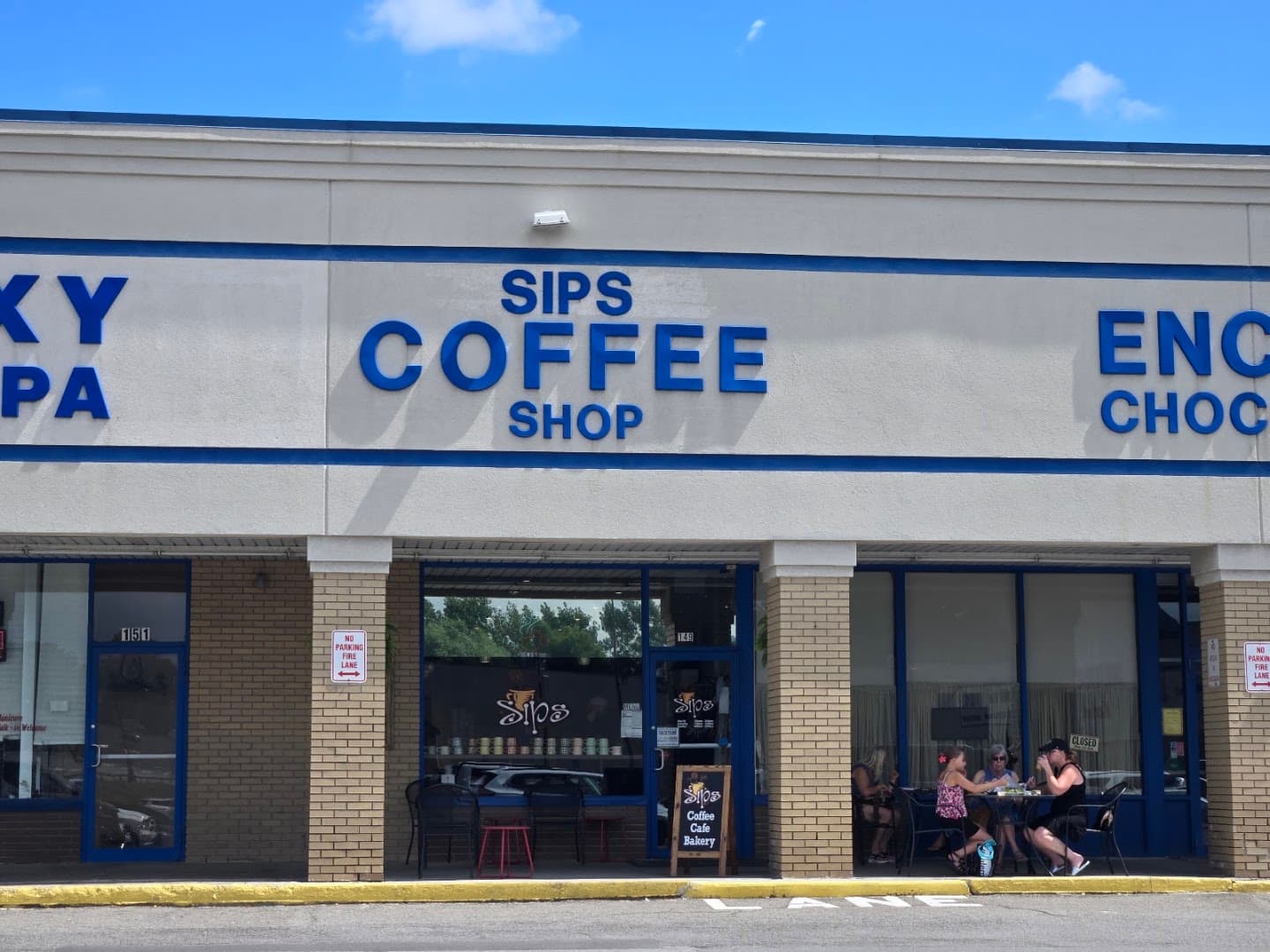 Storefront of Sips Coffee & Cafe, specialty coffee shop in Rochester