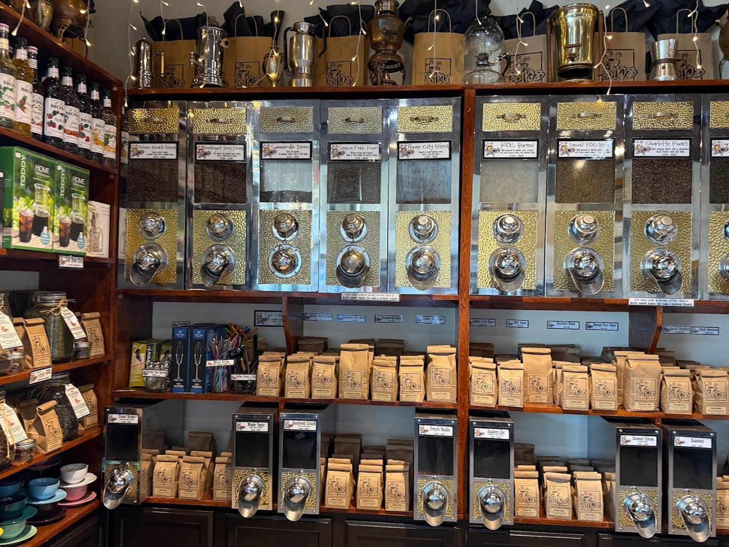 Interior of Sips Coffee & Cafe, specialty coffee shop in Rochester