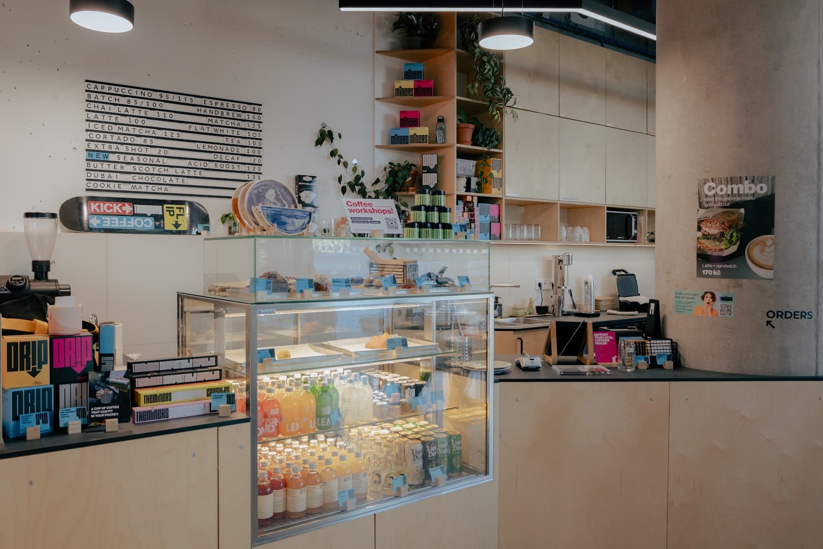 Interior of The Miners Coffee Borislavka, specialty coffee shop in Prague