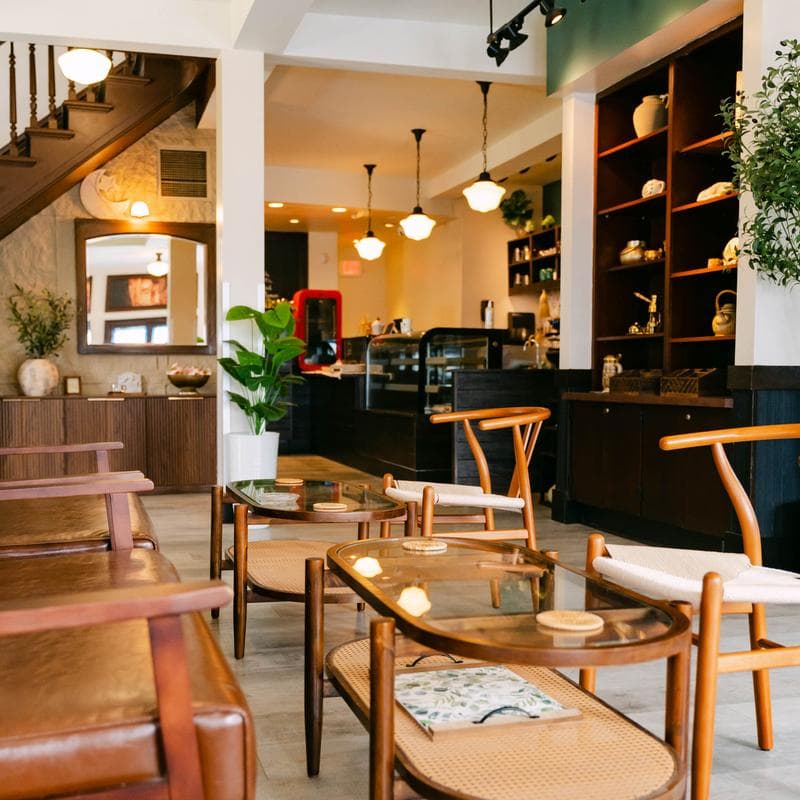 Interior of Jordan River, specialty coffee shop in Rochester