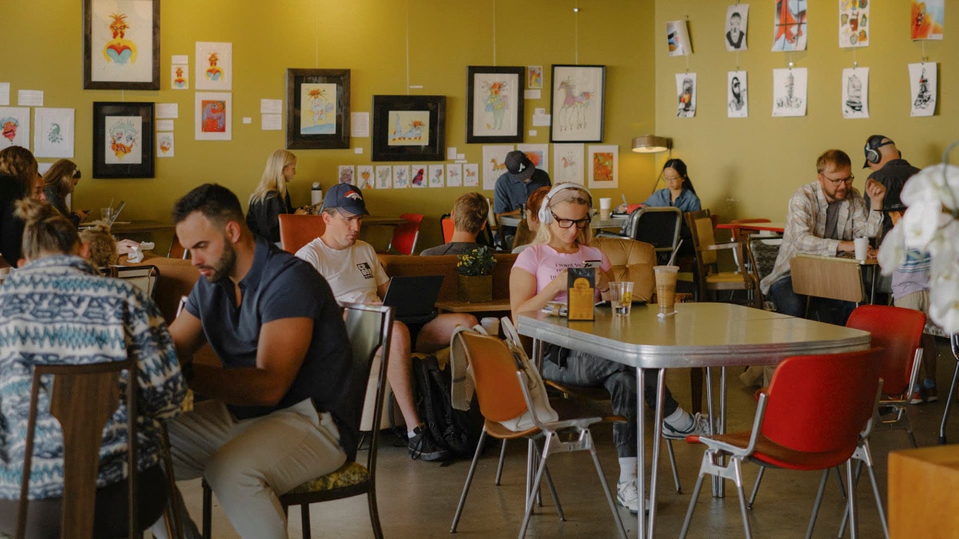 Interior of Sunergos Coffee, specialty coffee shop in Louisville