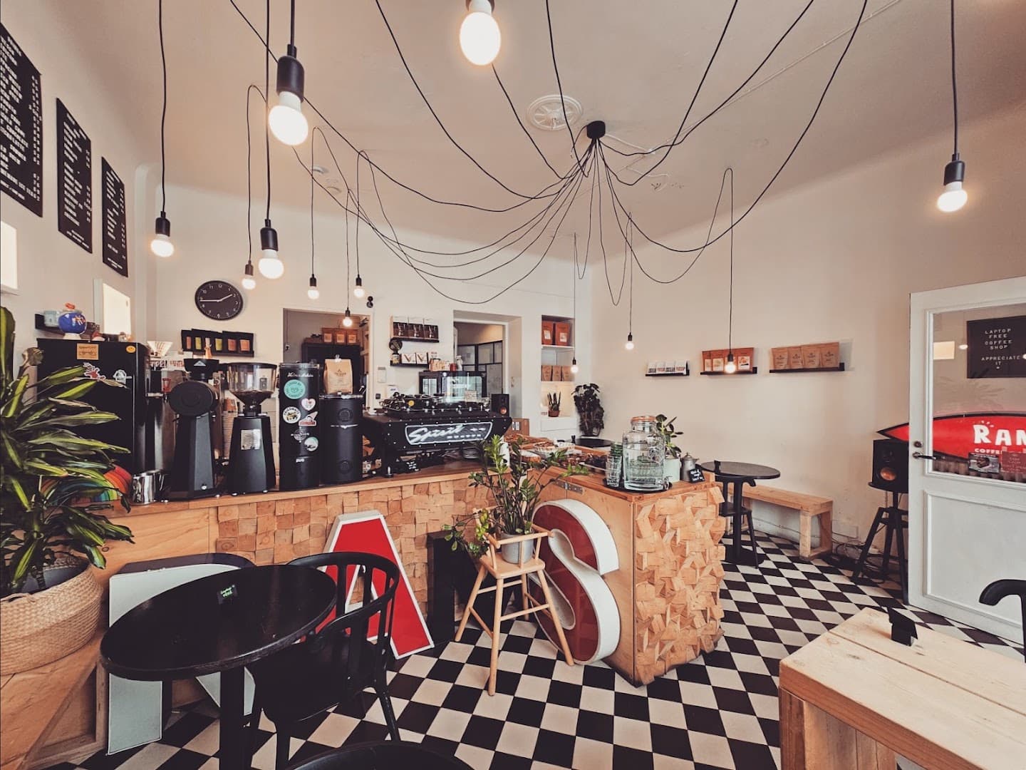 Interior of Rams Roasters, specialty coffee shop in Helsinki