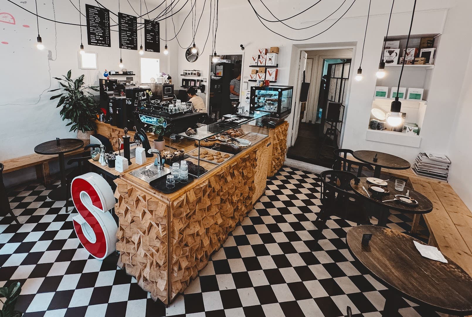 Interior of Rams Roasters, specialty coffee shop in Helsinki