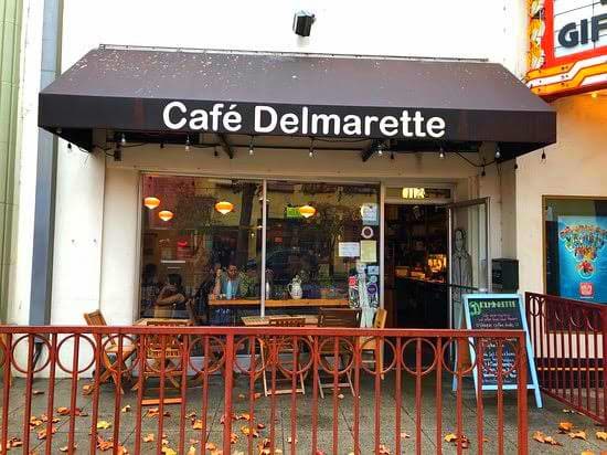 Storefront of Cafe Delmarette, specialty coffee shop in Santa Cruz