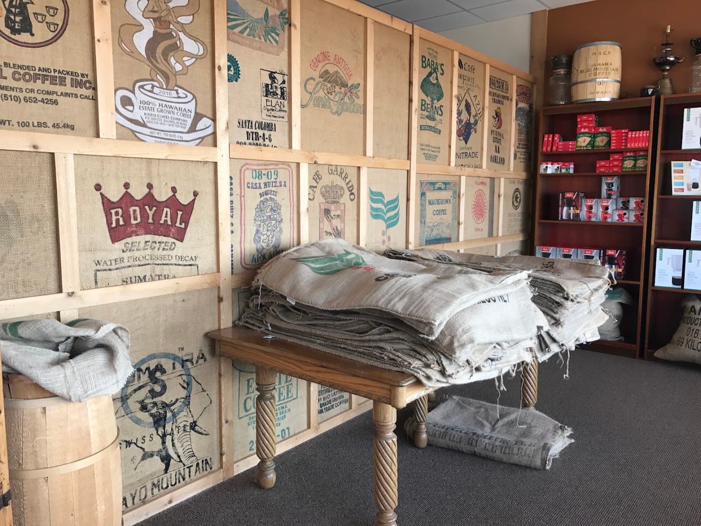 Interior of A Hill of Beans Coffee Roasters, specialty coffee shop in Omaha