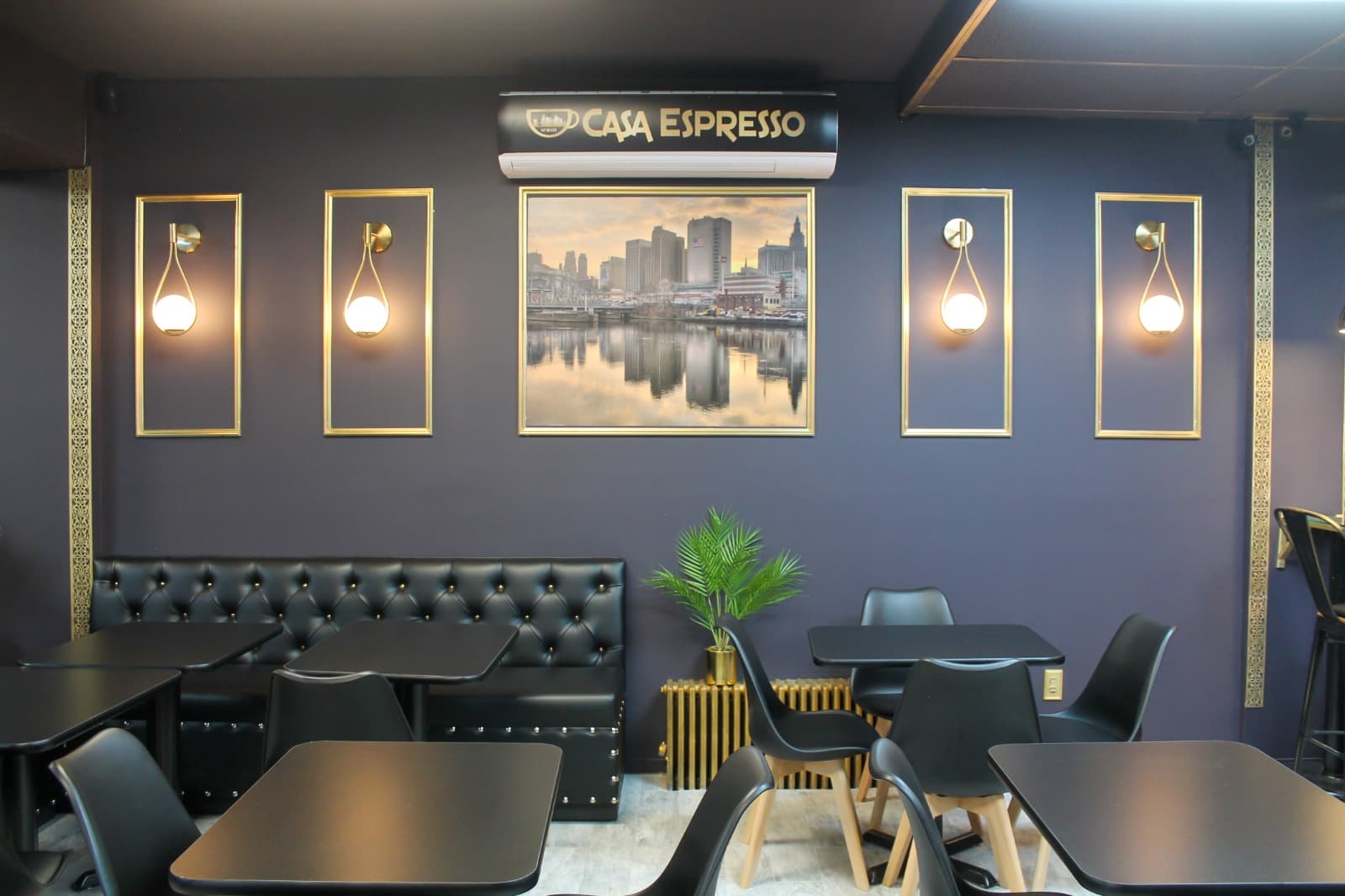 Interior of Cova Coffee, specialty coffee shop in Newark