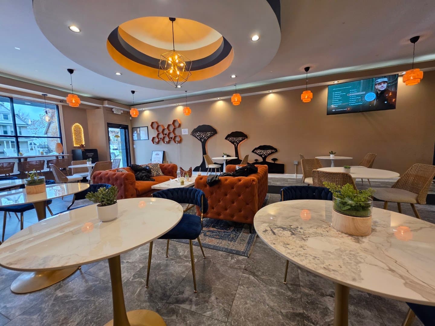 Interior of Socotra Yemeni Coffee House, specialty coffee shop in Buffalo