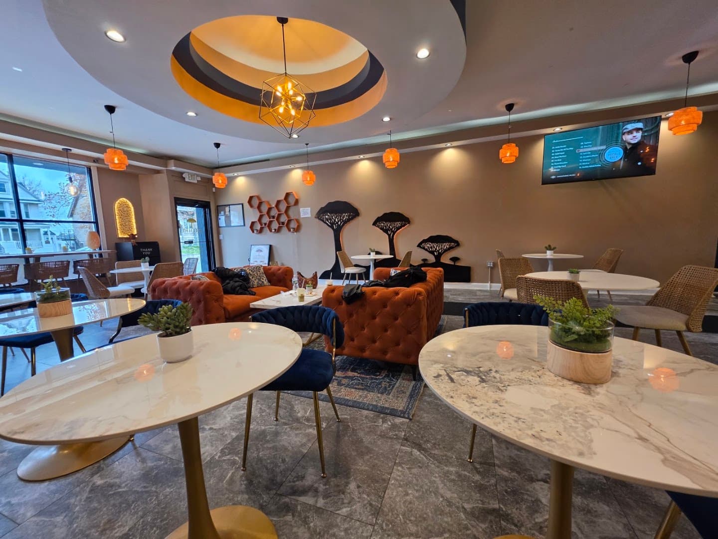 Interior of Socotra Yemeni Coffee House, specialty coffee shop in Buffalo