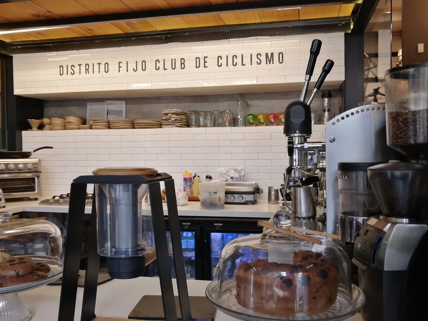Interior of Distrito Fijo Club de Ciclismo, specialty coffee shop in Mexico City