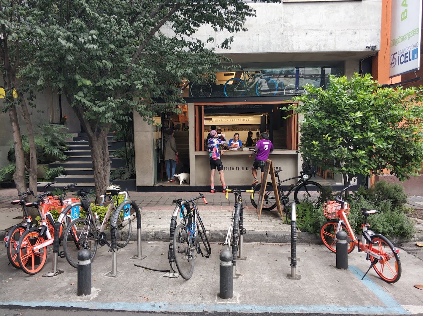 Storefront of Distrito Fijo Club de Ciclismo, specialty coffee shop in Mexico City