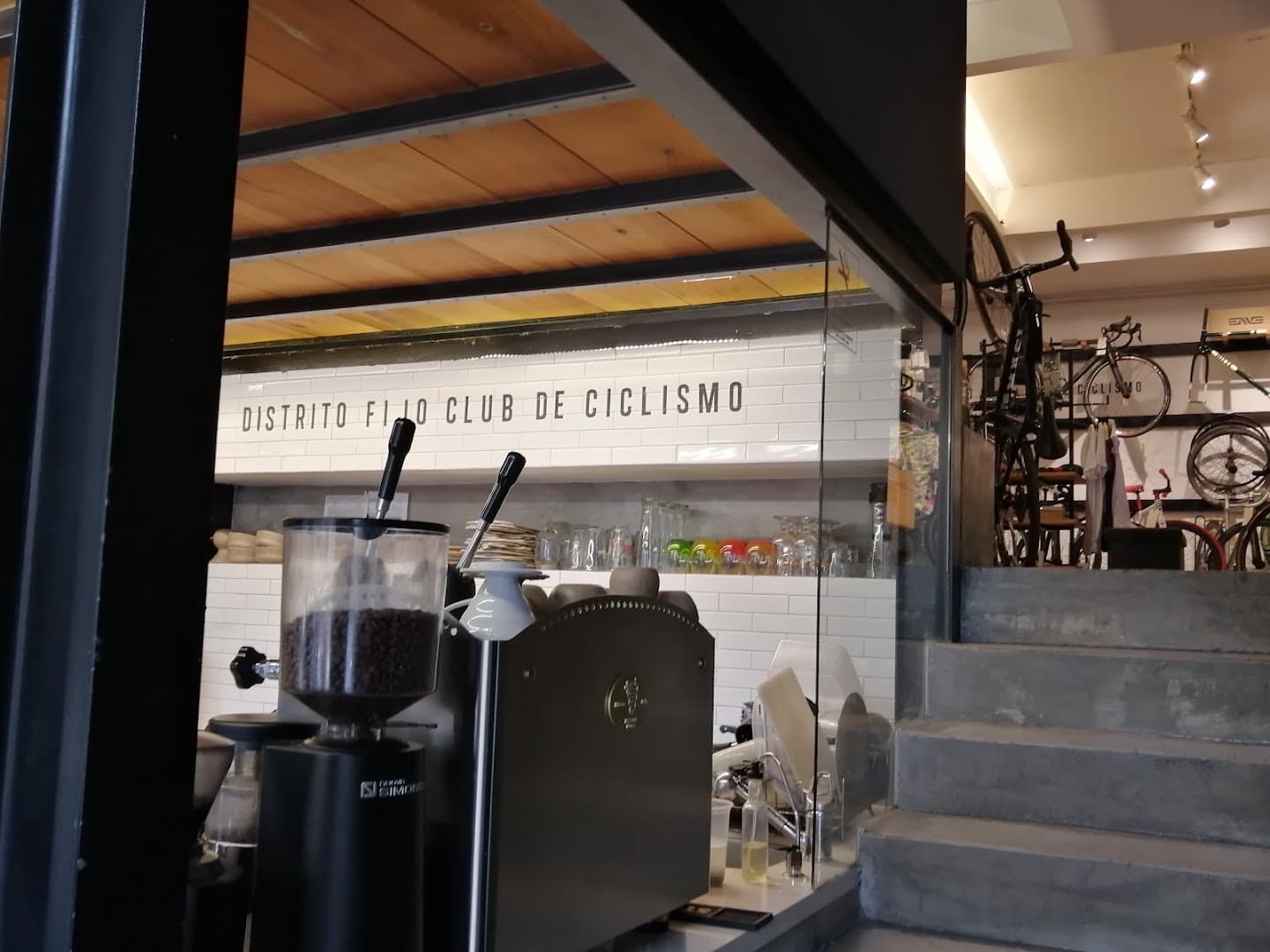 Interior of Distrito Fijo Club de Ciclismo, specialty coffee shop in Mexico City