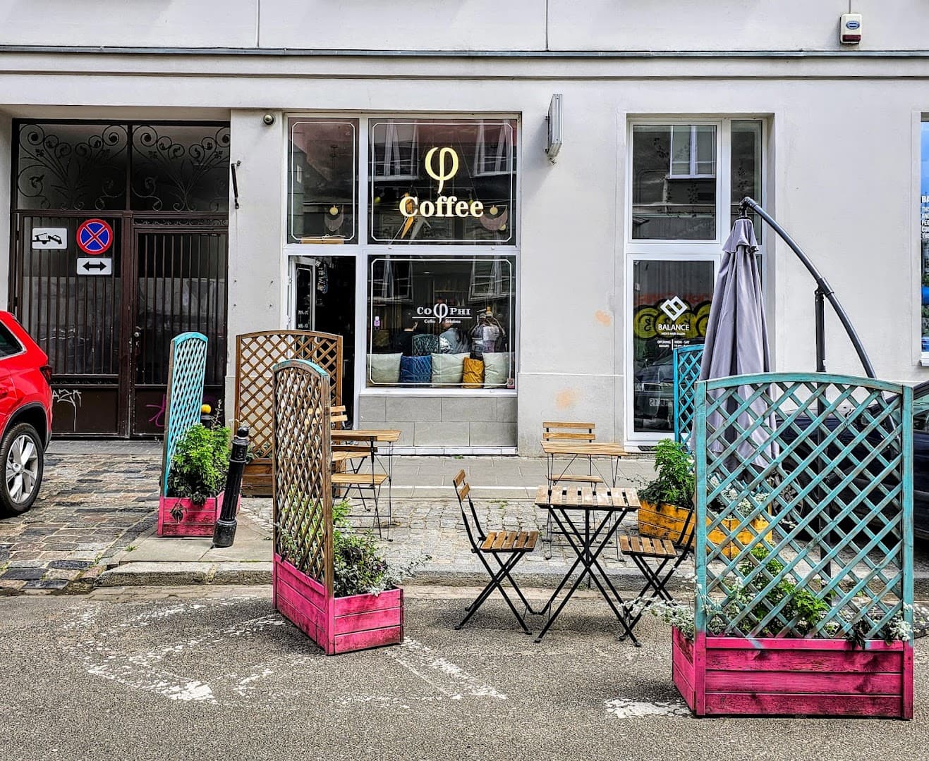 Storefront of Cafe Central, specialty coffee shop in Warsaw