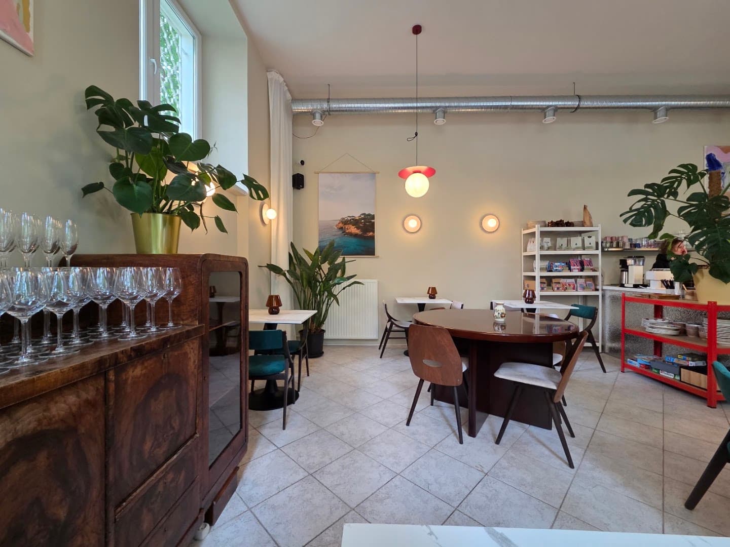 Interior of Fortunata, specialty coffee shop in Warsaw