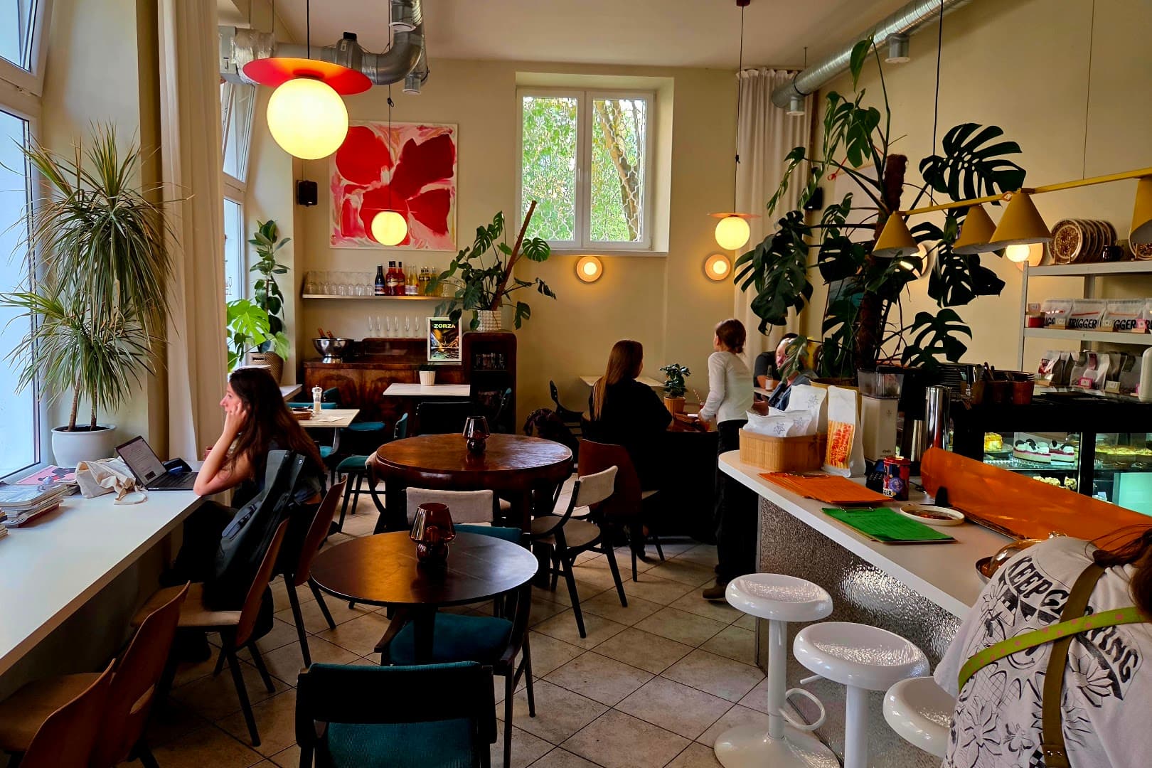 Interior of Fortunata, specialty coffee shop in Warsaw
