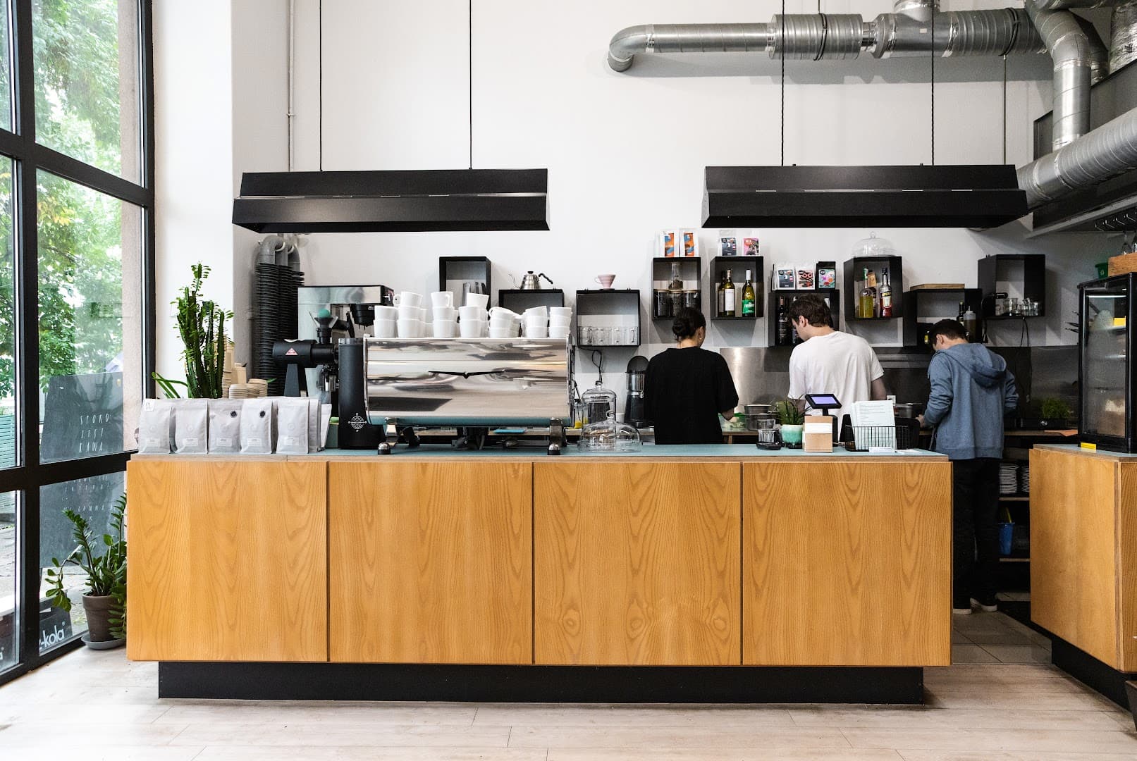 Interior of Kawiarnia Fawory, specialty coffee shop in Warsaw