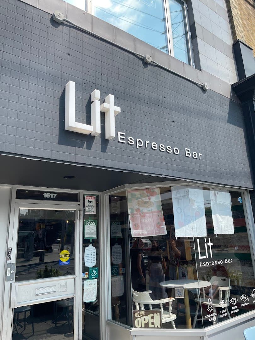 Storefront of LIT Espresso Bar, specialty coffee shop in Toronto