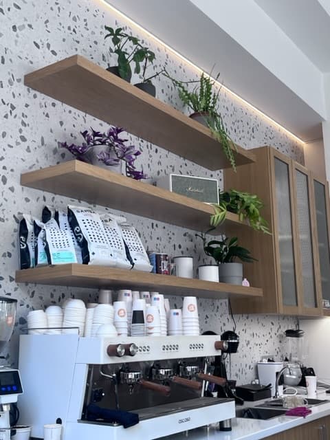 Interior of Shake 'n Bake, specialty coffee shop in Athens